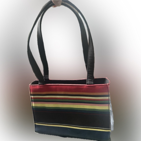 Boho multicolor striped canvas formed bag - Picture 5 of 5